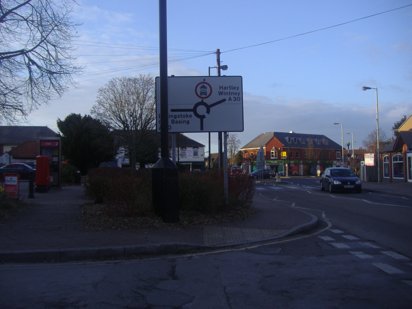 Station Road and London Road roundabout in Hook, Hampshire, photographed in 2012